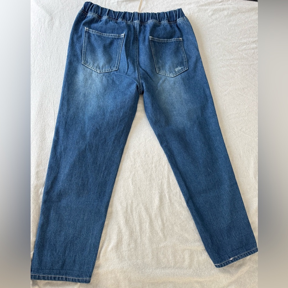 Japanese Weekend Women's Distressed Blue Boyfriend Jeans - Picture 2 of 10